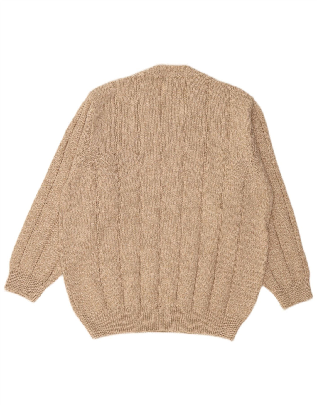 Gioferrari Mens V-Neck Jumper Sweater IT 54 XL Beige Wool