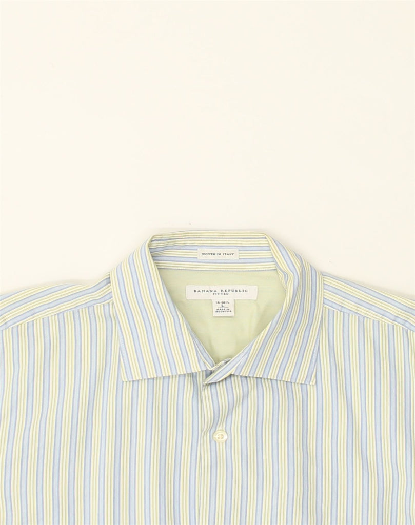 BANANA REPUBLIC Mens Shirt Size 16 16 1/2 Large Blue Striped Cotton | Vintage Banana Republic | Thrift | Second-Hand Banana Republic | Used Clothing | Messina Hembry 