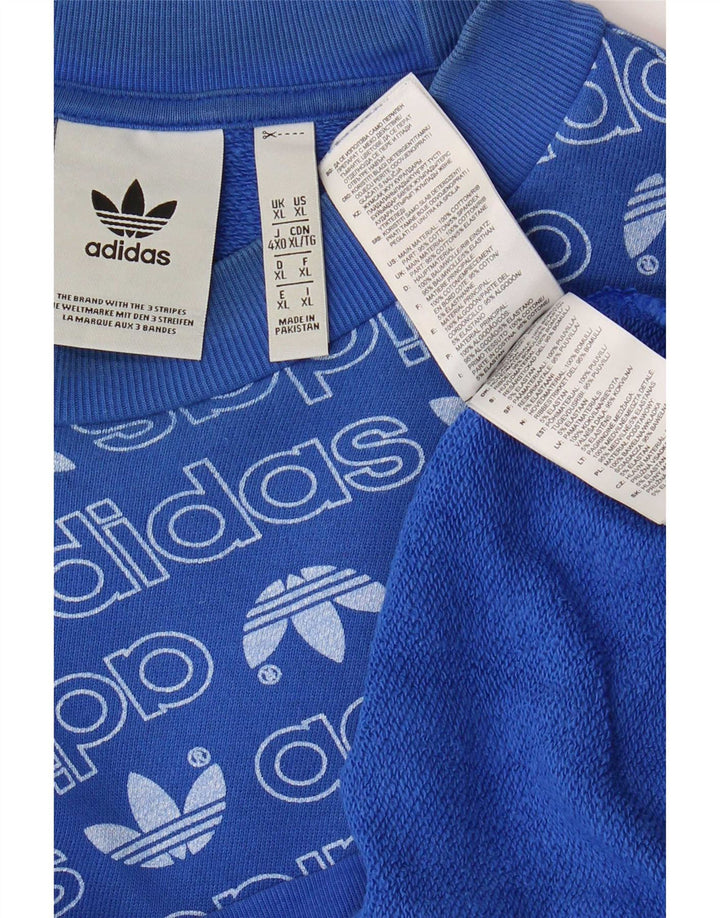 Adidas Mens Graphic Sweatshirt Jumper XL Blue Cotton