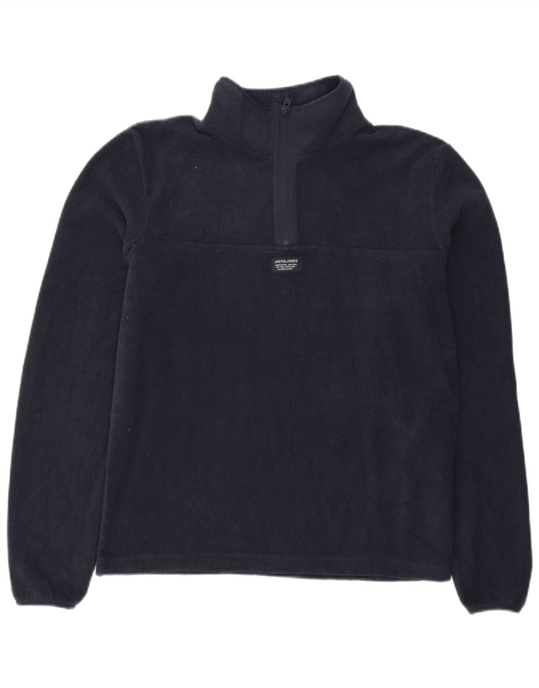 Jack & Jones Mens Zip Neck Fleece Jumper Small Navy Blue Polyester