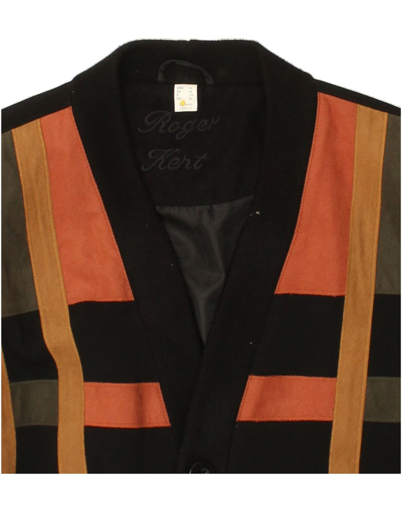 ROGER KENT Mens Bomber Jacket UK 44 2XL Black Colourblock Polyester Vintage Roger Kent and Second-Hand Roger Kent from Messina Hembry 