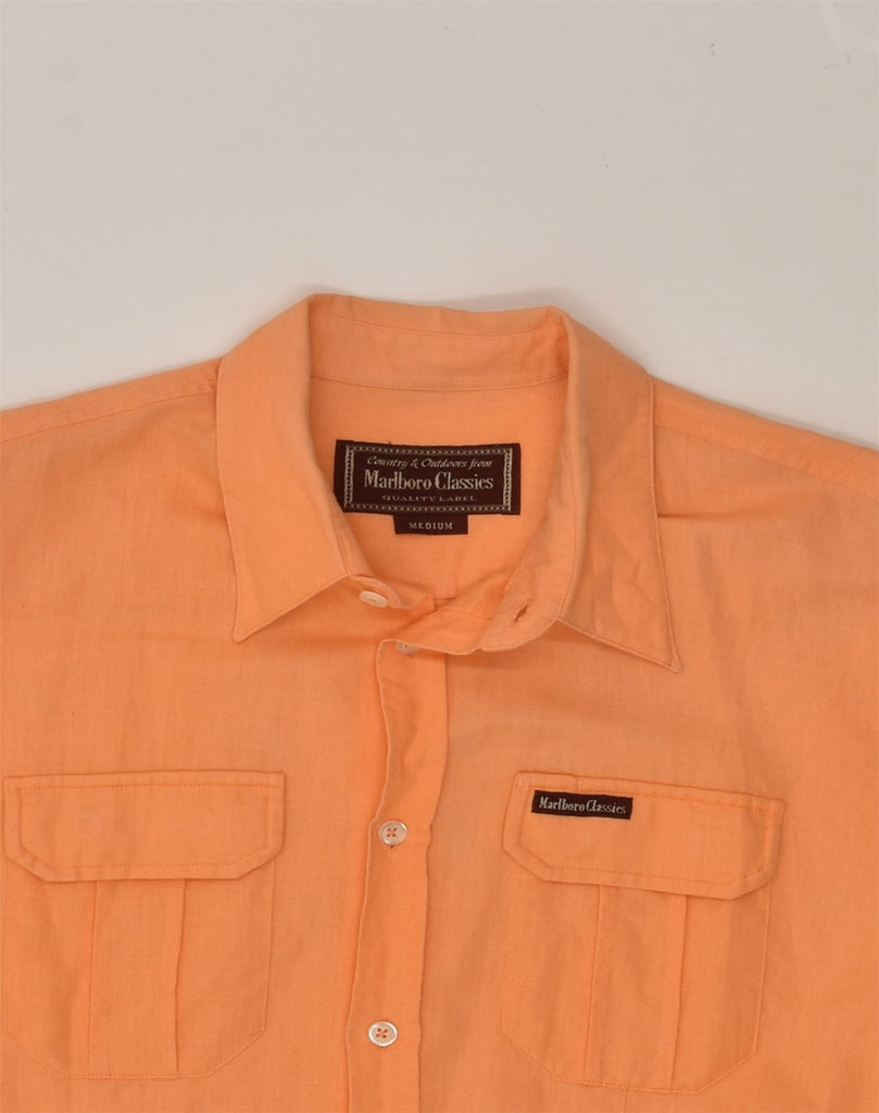 MARLBORO CLASSICS Mens Short Sleeve Shirt Medium Orange Cotton | Vintage Marlboro Classics | Thrift | Second-Hand Marlboro Classics | Used Clothing | Messina Hembry 