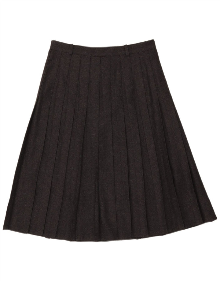 Vintage Womens Knife Pleated Skirt W29 Medium Grey Wool
