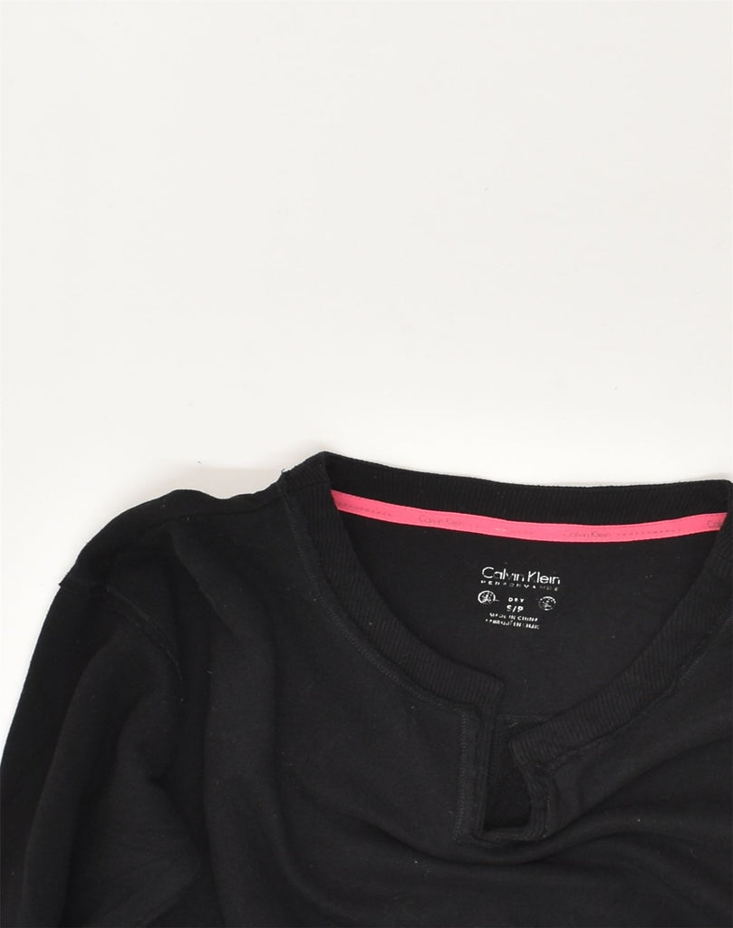 CALVIN KLEIN Womens Crop Sweatshirt Jumper UK 10 Small Black Cotton | Vintage Calvin Klein | Thrift | Second-Hand Calvin Klein | Used Clothing | Messina Hembry 