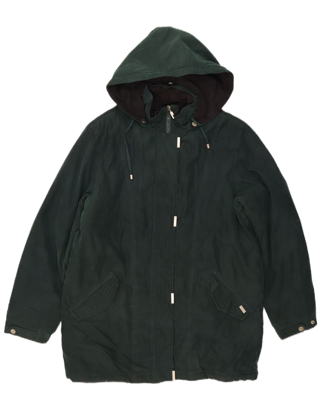 LONDON FOG Womens Hooded Windbreaker Jacket UK 14 Medium Green Polyester