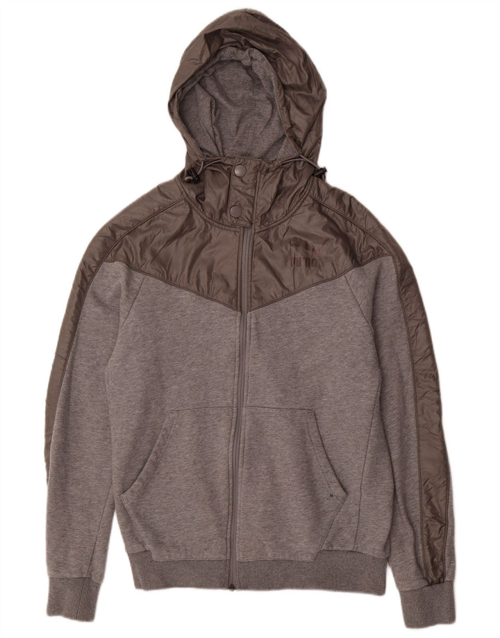 Puma Mens Zip Hoodie Sweater Small Grey Cotton