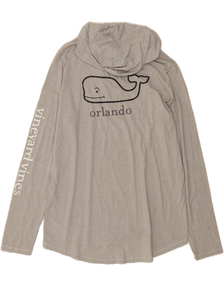 VINEYARD VINES Mens Hooded Graphic Top Long Sleeve Medium Grey Cotton Vintage Vineyard Vines and Second-Hand Vineyard Vines from Messina Hembry 