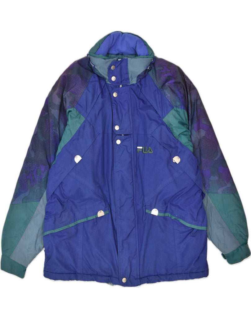FILA Mens Windbreaker Coat UK 44 2XL Blue Colourblock Polyester | Vintage Fila | Thrift | Second-Hand Fila | Used Clothing | Messina Hembry 