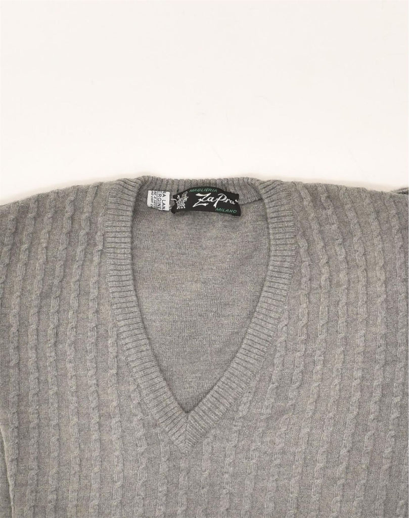 VINTAGE Womens V-Neck Jumper Sweater Small Grey Wool | Vintage Vintage | Thrift | Second-Hand Vintage | Used Clothing | Messina Hembry 