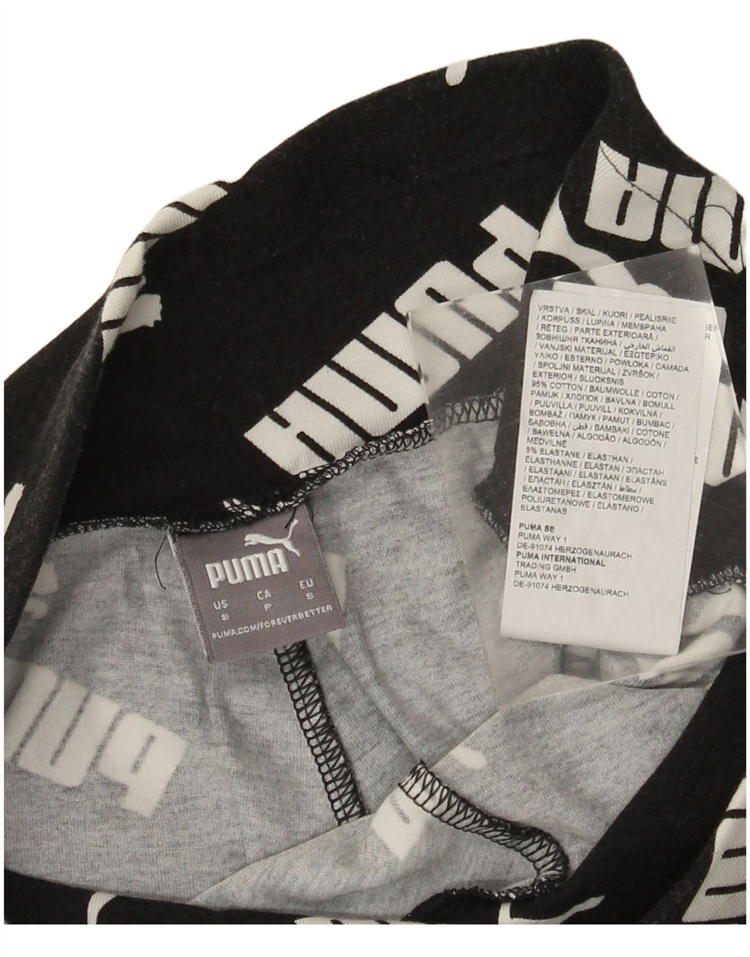 Puma Womens Graphic Leggings UK 10 Small  Black Cotton