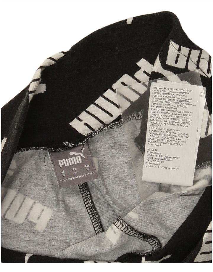 Puma Womens Graphic Leggings UK 10 Small  Black Cotton