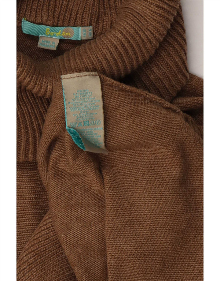 Boden Womens Oversized Roll Neck Jumper Sweater UK 10 Small Brown Cotton