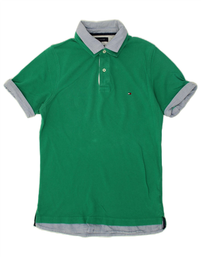 TOMMY HILFIGER Mens Slim Fit Polo Shirt Medium Green Cotton Vintage Tommy Hilfiger and Second-Hand Tommy Hilfiger from Messina Hembry 