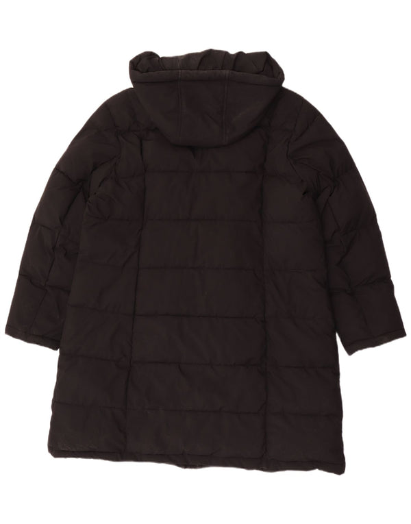 Dkny Womens Hooded Padded Coat UK 18 XL Black Polyester