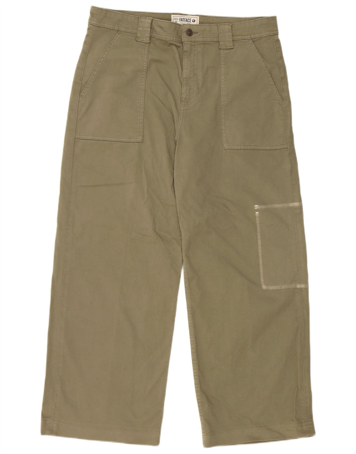 FAT FACE Womens Wide Leg Cargo Trousers UK 16 Large W36 L29 Khaki Cotton