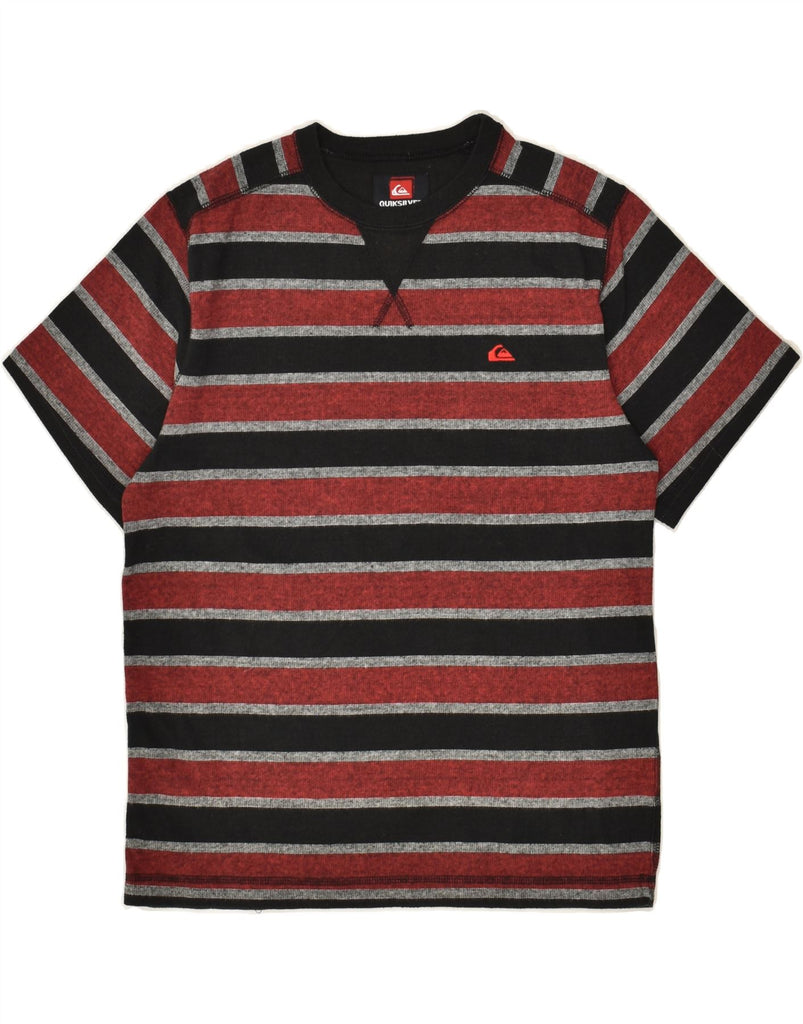 QUIKSILVER Boys T-Shirt Top 15-16 Years XL Maroon Striped Cotton | Vintage Quiksilver | Thrift | Second-Hand Quiksilver | Used Clothing | Messina Hembry 