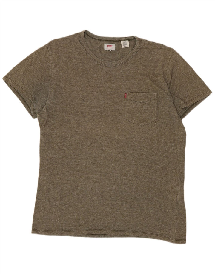 LEVI'S Mens T-Shirt Top Small Khaki Flecked Cotton
