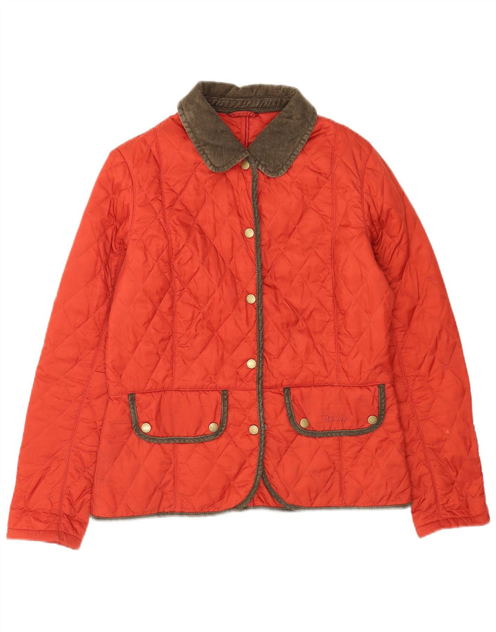 Barbour Womens Quilted Jacket UK 12 Medium Red Polyamide