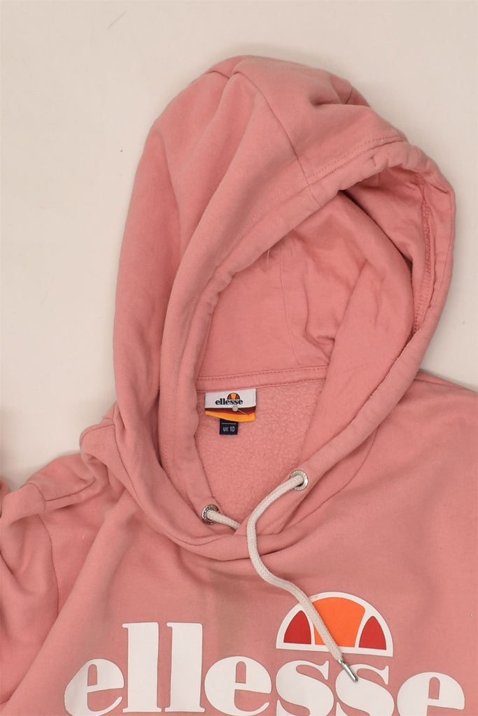 ELLESSE Womens Graphic Hoodie Jumper UK 10 Small  Pink Cotton | Vintage Ellesse | Thrift | Second-Hand Ellesse | Used Clothing | Messina Hembry 