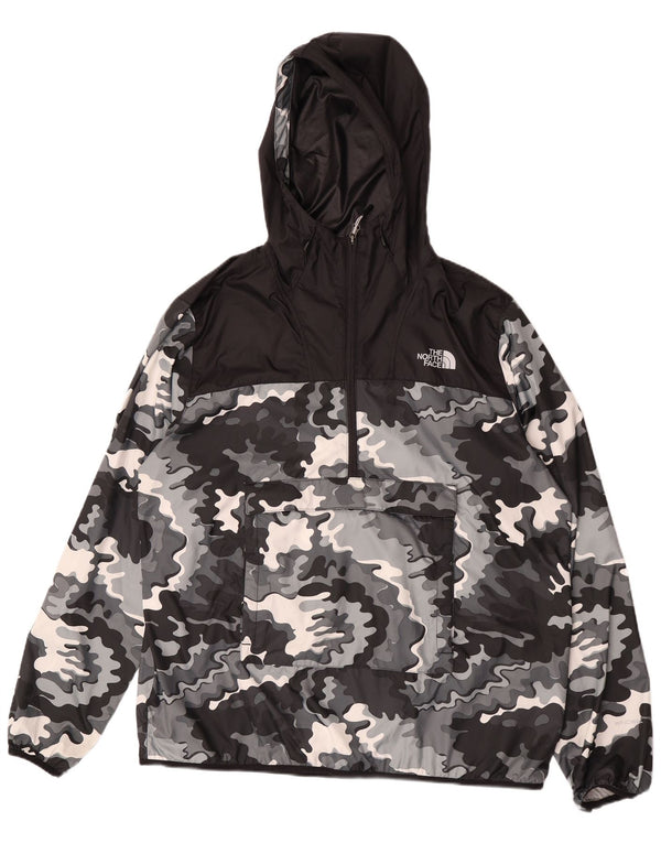 The North Face Mens Hooded Pullover Rain Jacket UK 42 XL Black Camouflage