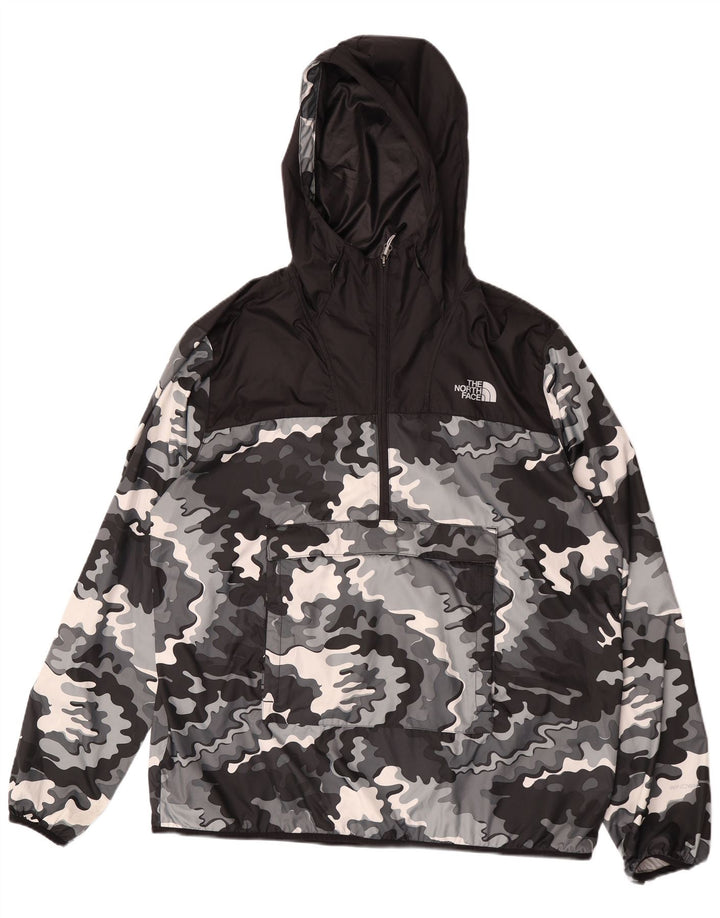 The North Face Mens Hooded Pullover Rain Jacket UK 42 XL Black Camouflage