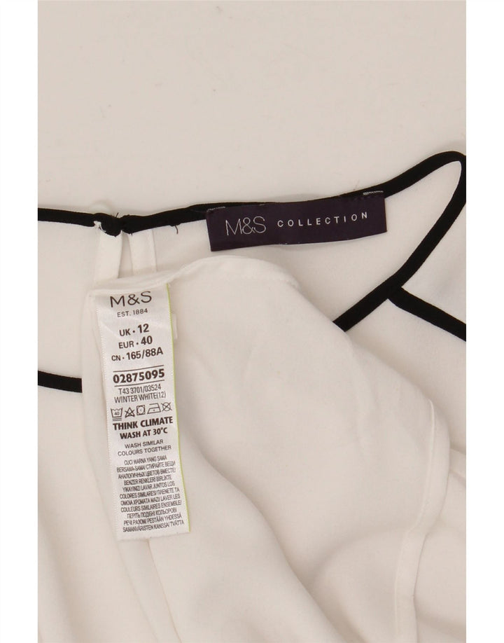 Marks & Spencer Womens Long Sleeve Blouse Top UK 12 Medium White Polyester