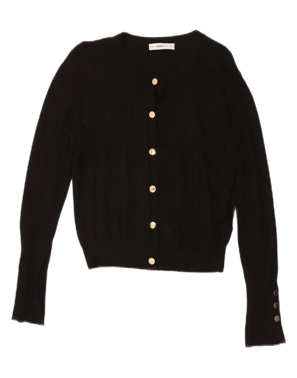 Zara Womens Crop Cardigan Sweater UK 14 Large Black Viscose