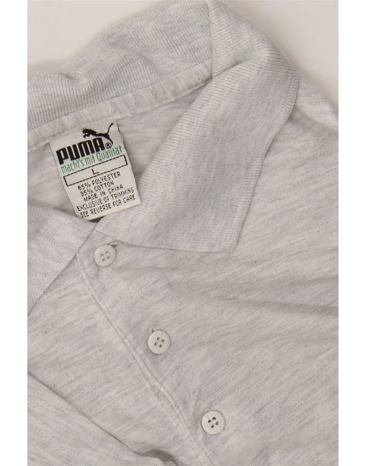 Puma Mens Polo Shirt Large Grey Flecked Polyester