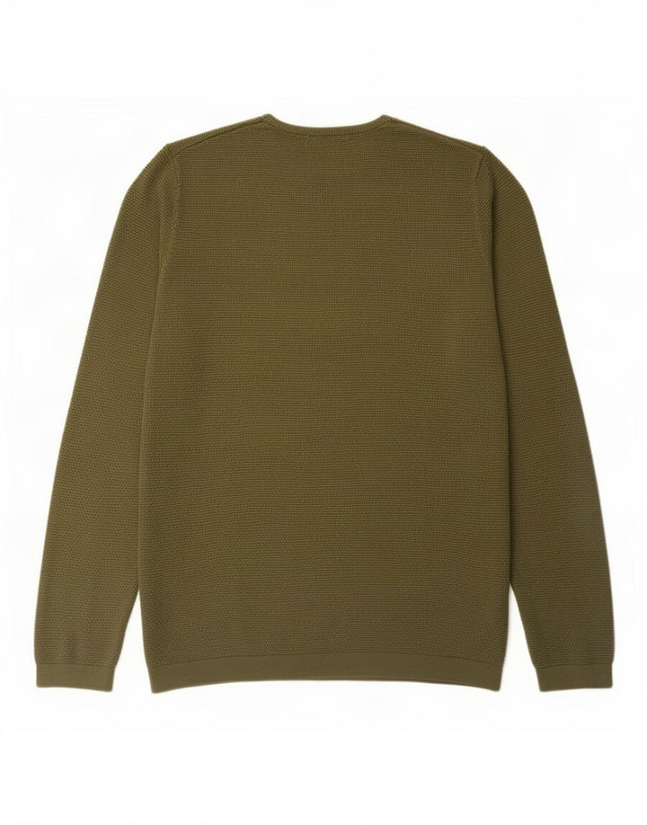 Zara Mens Crew Neck Jumper Sweater Small Khaki