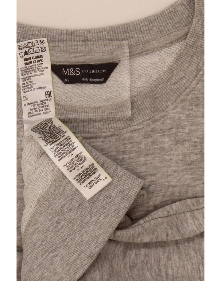 MARKS & SPENCER Womens Sweatshirt Jumper UK 16 Large  Grey Cotton Vintage Marks & Spencer and Second-Hand Marks & Spencer from Messina Hembry 