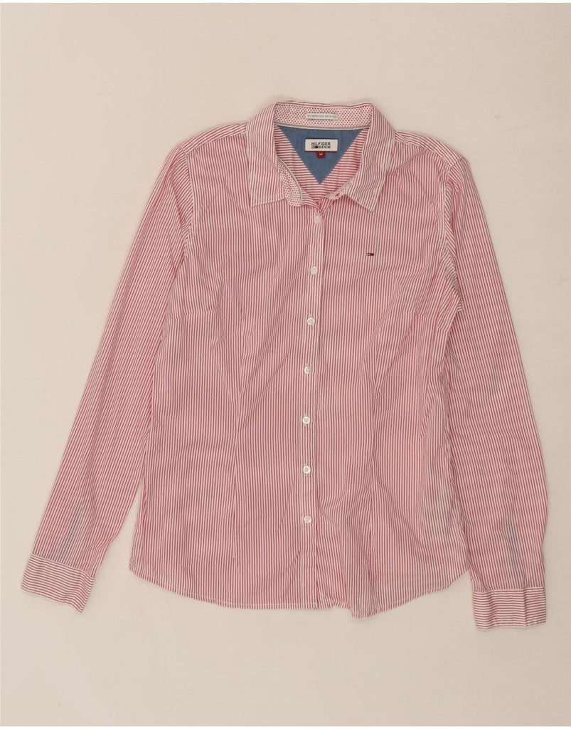 TOMMY HILFIGER Womens Shirt UK 12 Medium Red Pinstripe Cotton Vintage Tommy Hilfiger and Second-Hand Tommy Hilfiger from Messina Hembry 