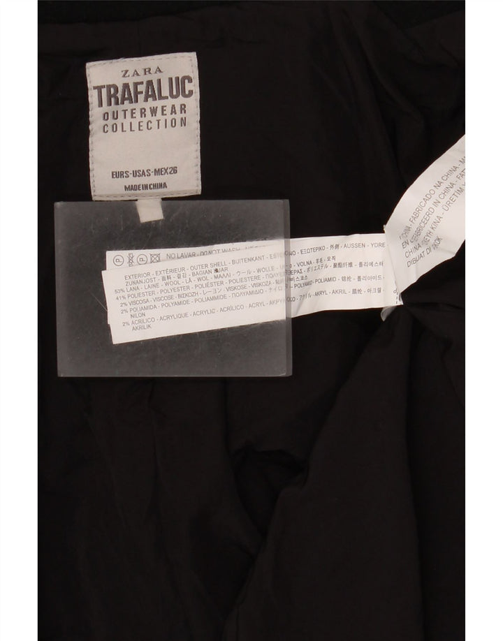 Zara Womens Overcoat UK 10 Small Black Wool