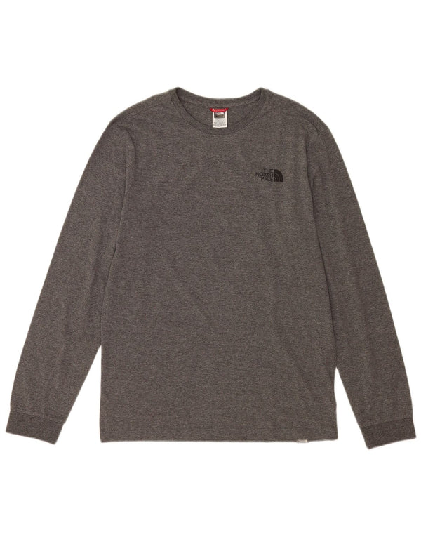 The North Face Mens Top Long Sleeve Small Grey Flecked Cotton