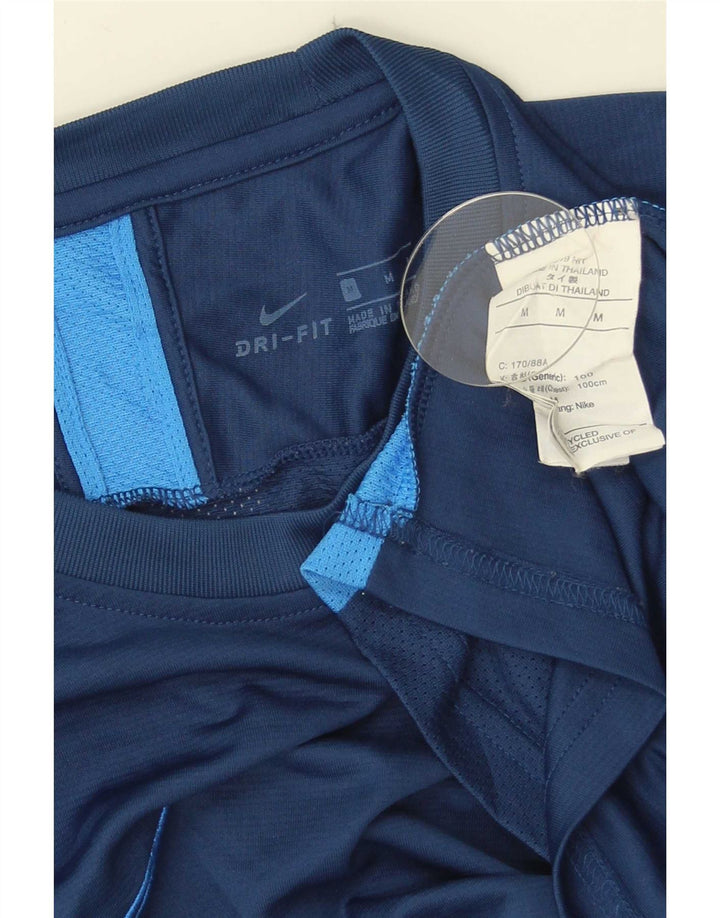 Nike Mens Dri Fit T-Shirt Top Medium Navy Blue Colourblock Polyester
