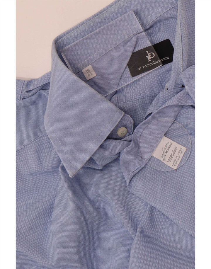 Roccobarocco Mens Shirt Size 41 16 Large Blue Cotton