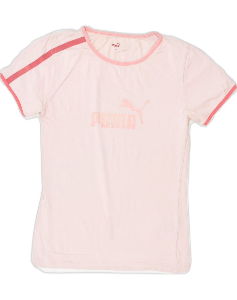 PUMA Womens Graphic T-Shirt Top UK 8 Small Pink Cotton | Vintage | Thrift | Second-Hand | Used Clothing | Messina Hembry 