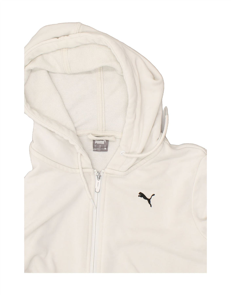 PUMA Womens Zip Hoodie Sweater UK 14 Medium White Colourblock | Vintage Puma | Thrift | Second-Hand Puma | Used Clothing | Messina Hembry 