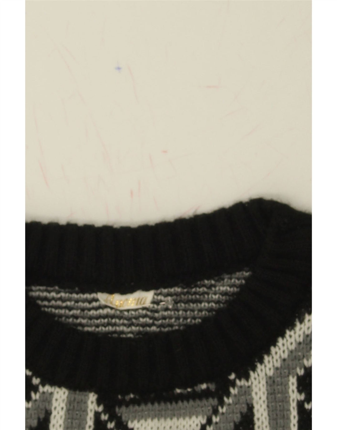 VINTAGE Mens Abstract Pattern Crew Neck Jumper Sweater Medium Black Vintage Vintage and Second-Hand Vintage from Messina Hembry 