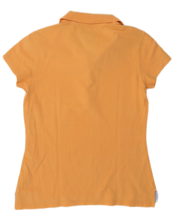 Tommy Hilfiger Womens Slim Fit Polo Shirt UK 12 Medium Orange