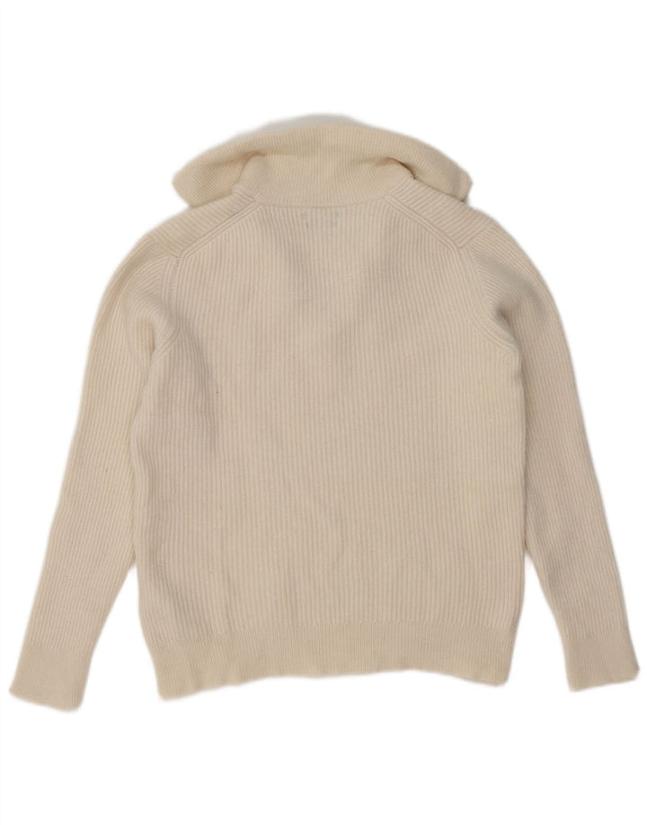 Massimo Dutti Womens Polo Neck Jumper Sweater UK 14 Medium Off White Wool