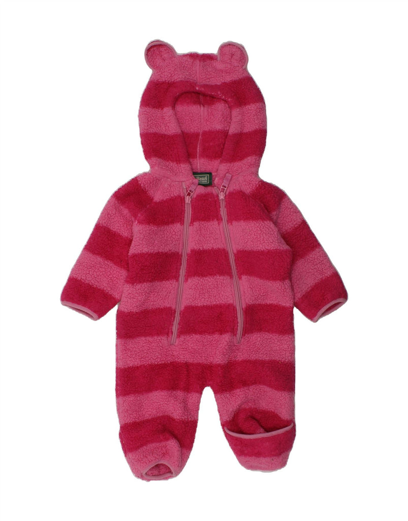 L.L.BEAN Baby Girls Hooded Fleece Bodysuit 0-3 Months Pink Striped | Vintage L.L.Bean | Thrift | Second-Hand L.L.Bean | Used Clothing | Messina Hembry 