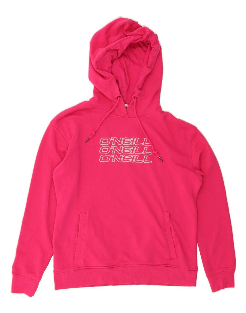 O'NEILL Womens Graphic Hoodie Jumper UK 16 Large Pink Cotton Vintage O'Neill and Second-Hand O'Neill from Messina Hembry 
