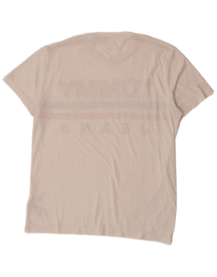 Tommy Hilfiger Mens Graphic T-Shirt Top Medium White Colourblock Cotton