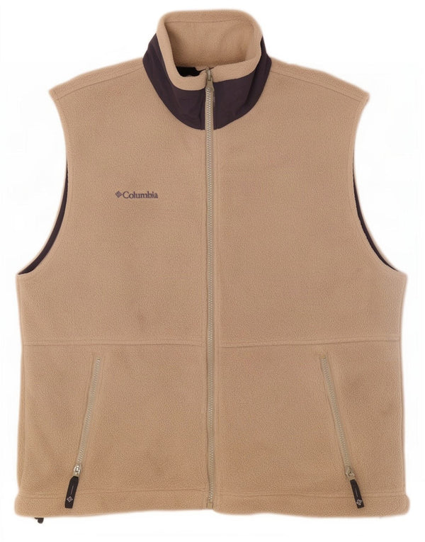 Columbia Mens Sleeveless Fleece Gilet UK 38 Medium Beige Nylon