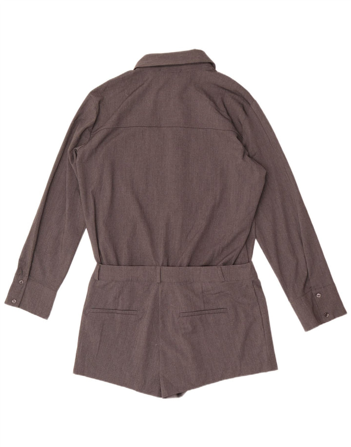 Zara Womens Shirt Playsuit UK 16 Large Grey Polyester
