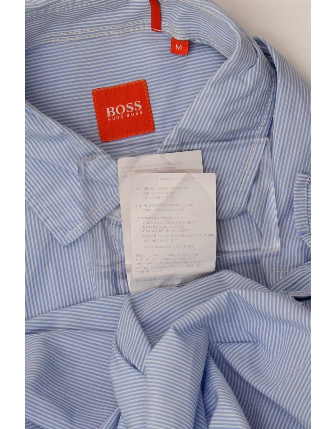Hugo Boss Mens Shirt Medium Blue Pinstripe Cotton
