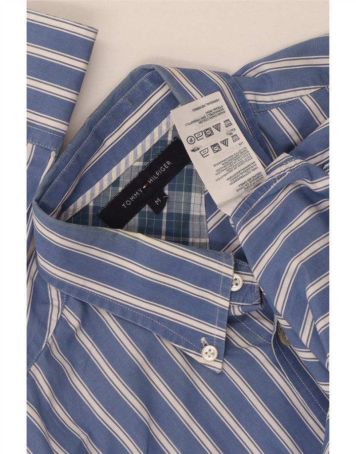 Tommy Hilfiger Mens Shirt Medium Blue Striped Cotton