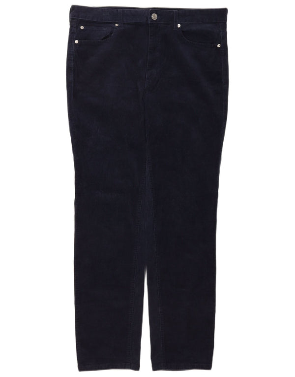Marks & Spencer Womens Slim Corduroy Trousers UK 16 Large W34 L28 Navy Blue