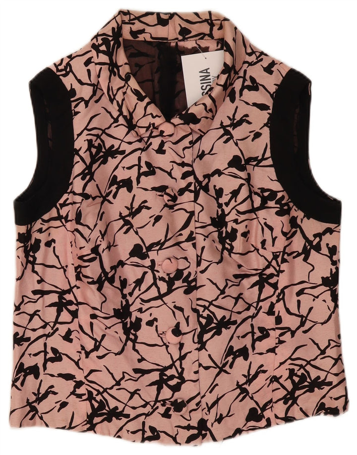 Vintage Womens Abstract Pattern Gilet UK 14 Medium Pink