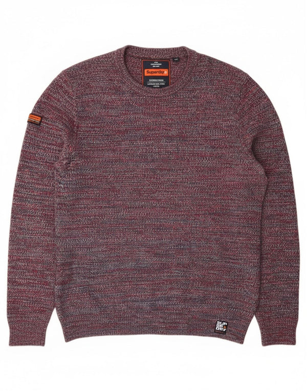 Superdry Mens Crew Neck Jumper Sweater XL Burgundy Flecked Cotton